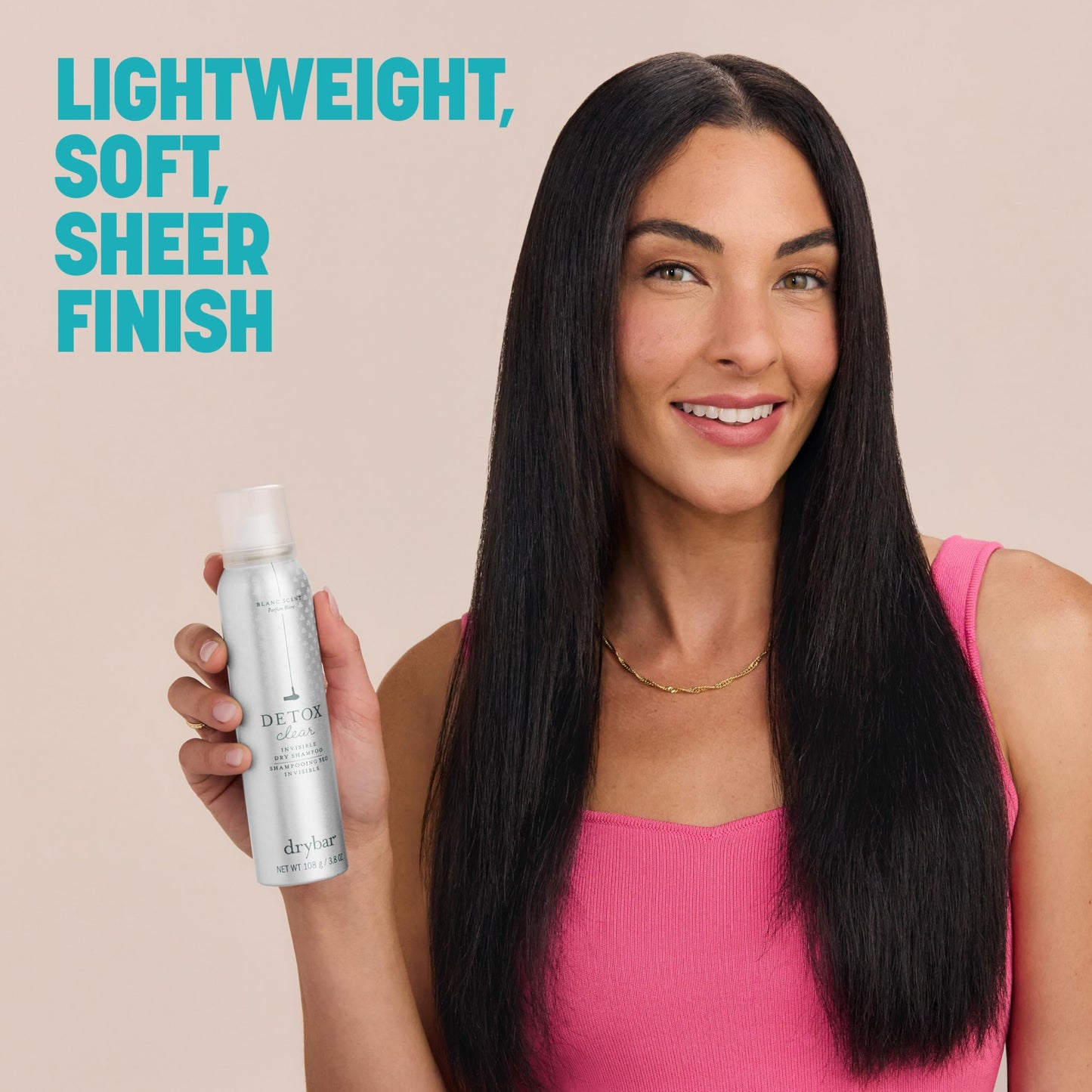Drybar Detox Clear Invisible Dry Shampoo Spray, Absorbs Light Oils, Leaves Hair Feeling Clean & Refreshed with Soft Sheer Finish, For All Hair Types, Blanc Scent, 3.8 Oz