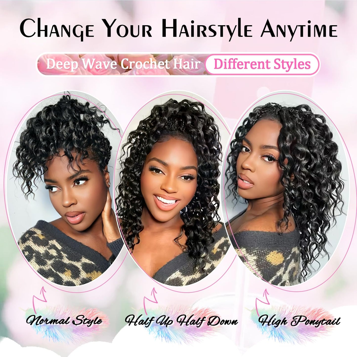 Gowit Pre Looped Deep Wave Crochet Hair 14 Inch 7 Packs Short Curly Black Pre Twisted Ocean Wave Deep Twist Crochet Braids Synthetic Braiding Hair for Black Women