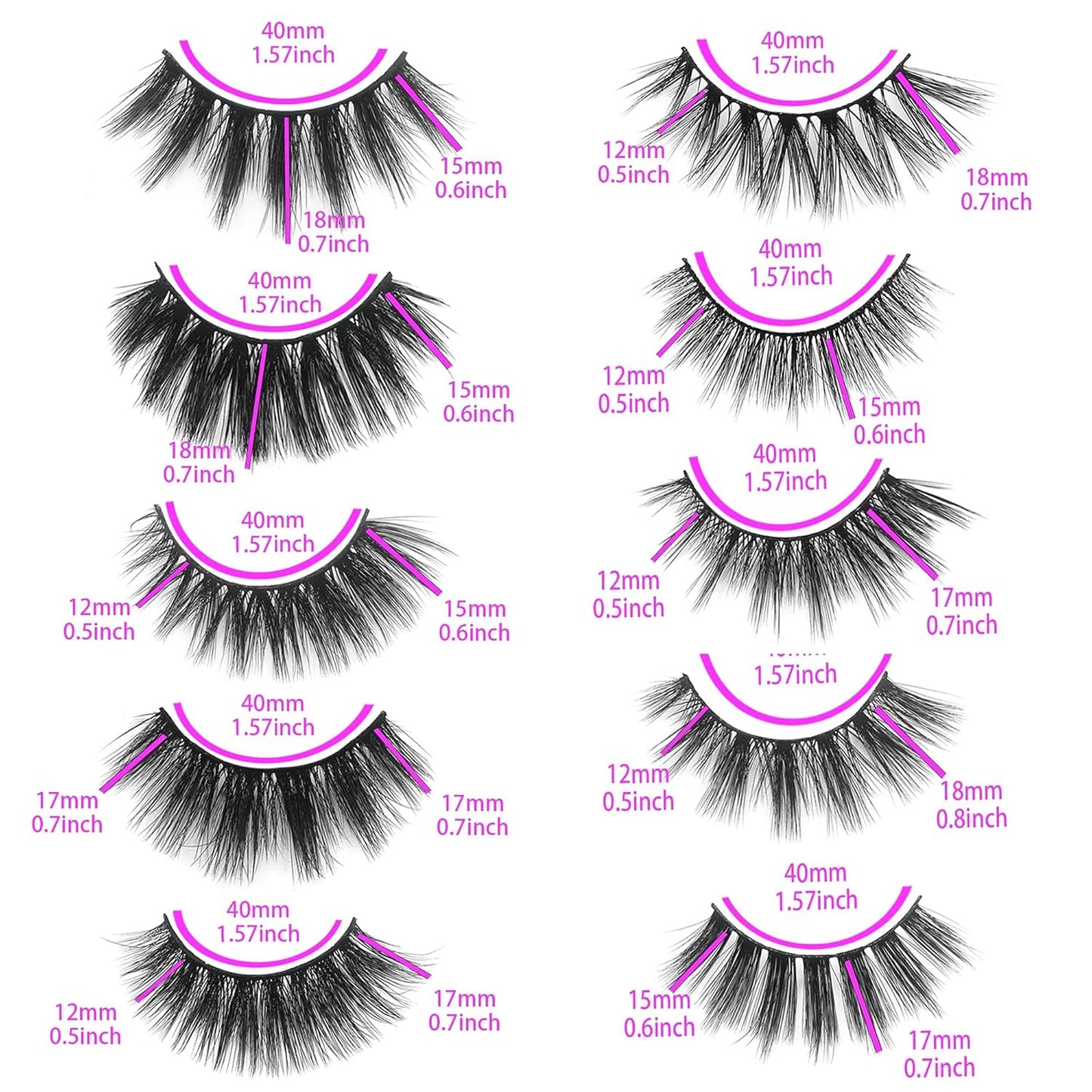 Mikiwi 30 Pack 5D Fake Mink Eyelashes - Fluffy Natural Volume | 12-20mm Individual Faux Mink Lashes