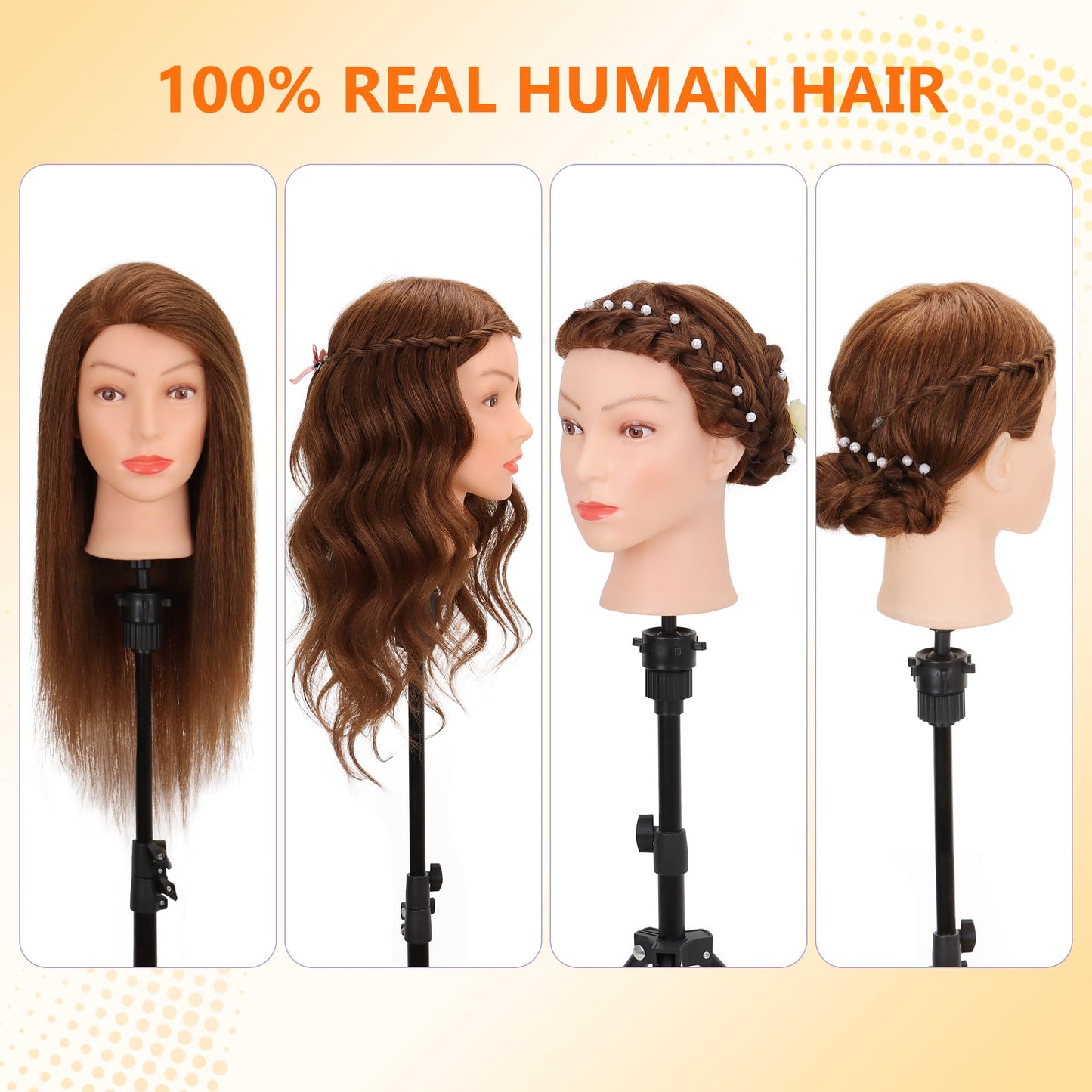 Mannequin Head with 100% Human Hair Dark Brown Doll Head