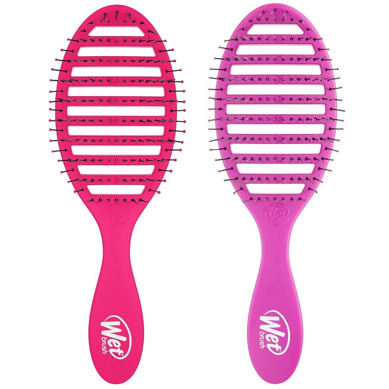 Wet Brush Speed Dry Detangling Brush | Vented Design for Fast Blow Drying - Ultra-Soft Bristles - 2 Pack (Pink & Purple)