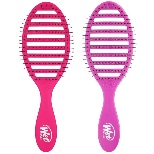 Wet Brush Speed Dry Detangling Brush | Vented Design for Fast Blow Drying - Ultra-Soft Bristles - 2 Pack (Pink & Purple)