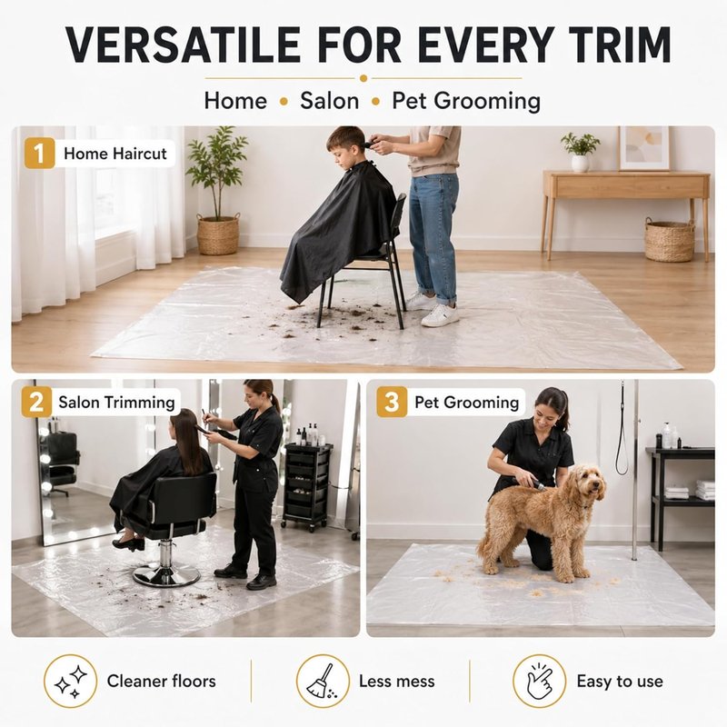 Breling Extra Large Disposable Haircutting Mat - 50 Pcs, 48 x 37.4 Inch for Barbershops & Pet Grooming
