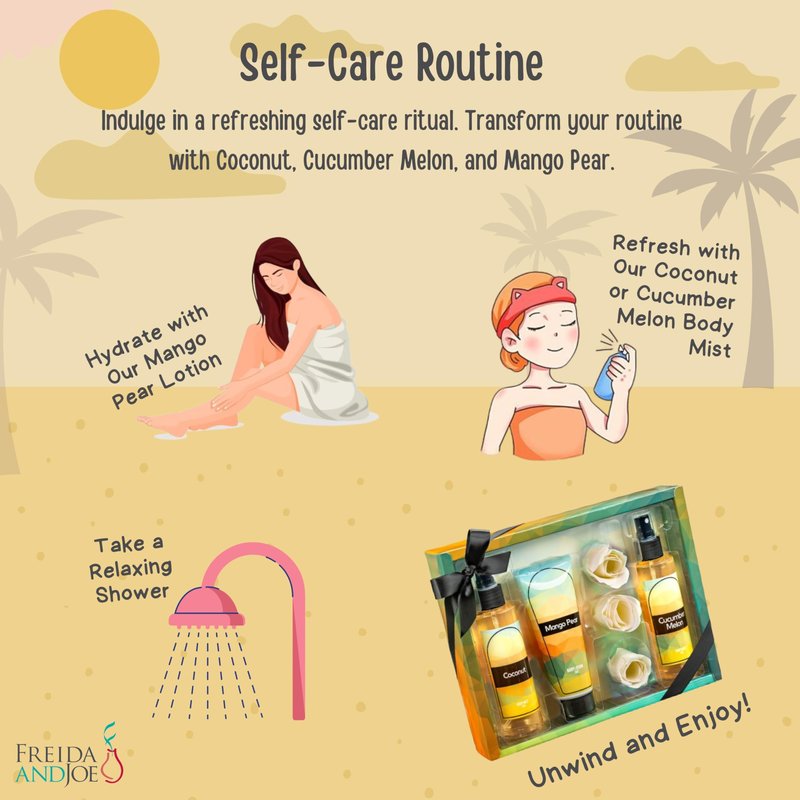 Fine Fragrance Body Mist & Body Splash Gift Set – Luxury Self-Care Combo for Women and Girls (Coconut, Cucumber, Mango Pear, Rose Soap) –for Mom