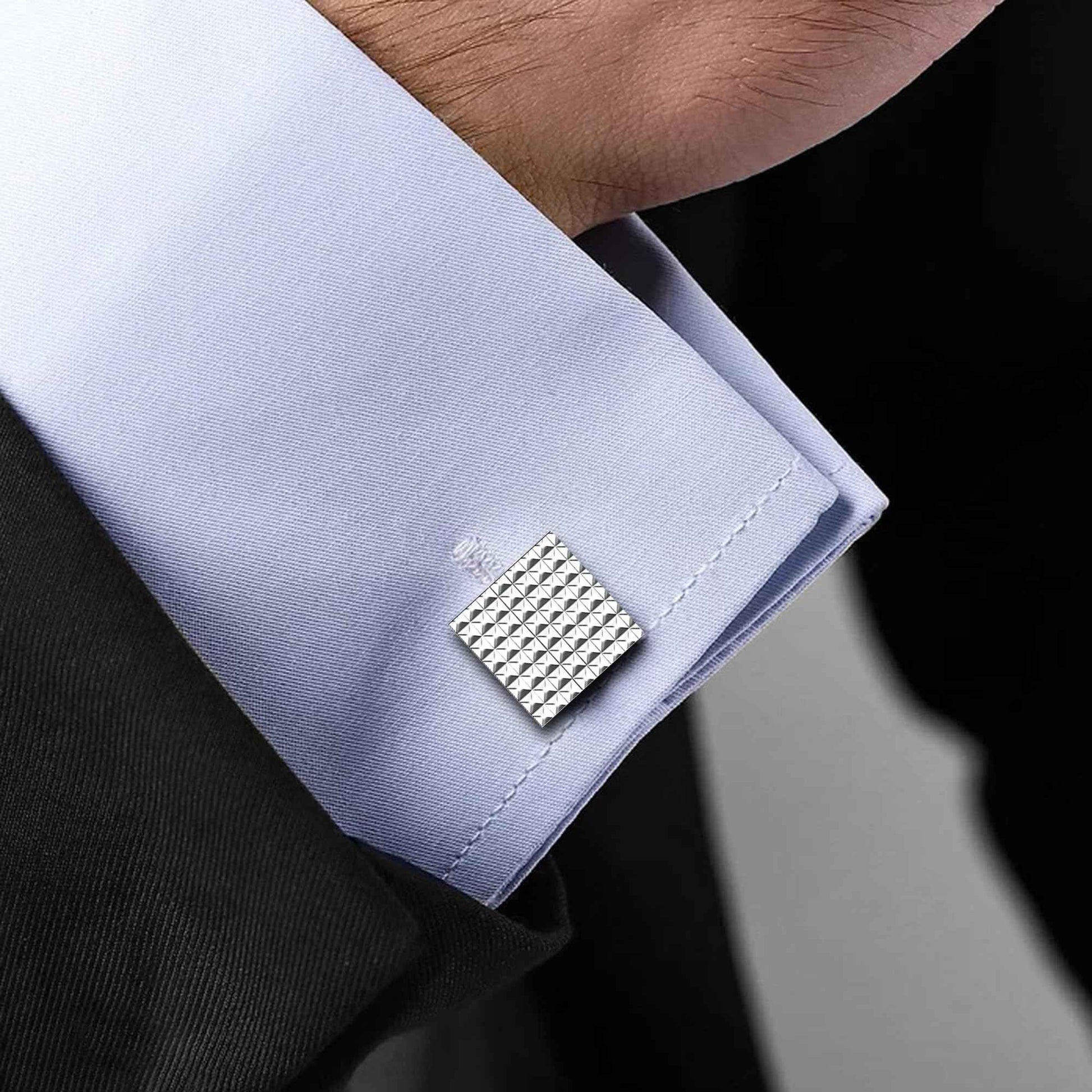 LeCalla 925 Sterling Silver Men's Square Geometric Style Cufflinks Marriage Wedding Gifts for Dad Father Groom Husband Friends