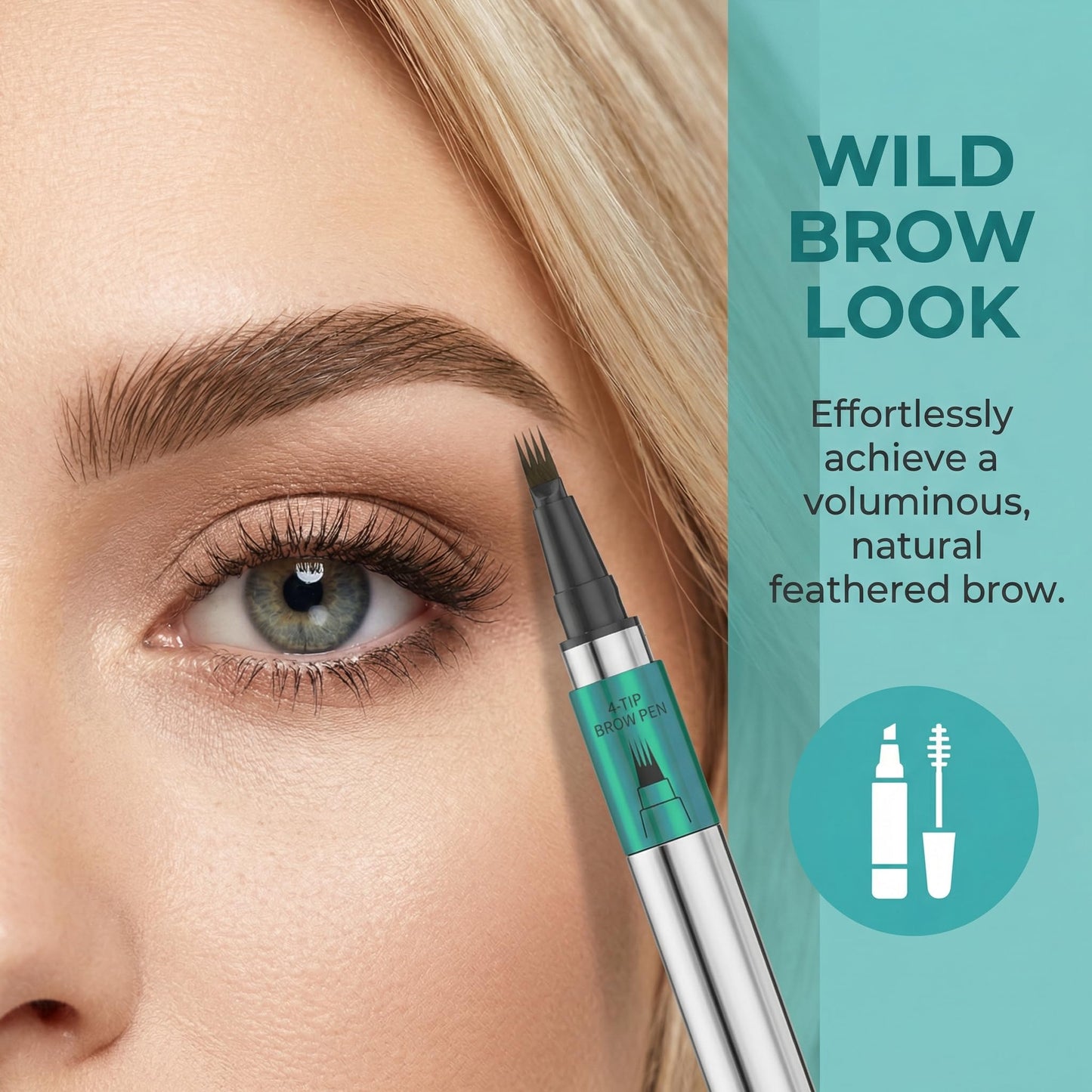 YeMoMo Wild Brows 4-Tip Eyebrow Pen, Natural Three-Dimensional Look, Non-Drying Formula, 5 Color Options, 1ml/0.03fl.oz (2#Brown)