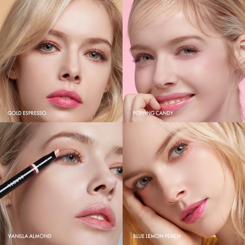 ELROEL Blanc Double Shadow Stick - 48HR Long Lasting Dual-Tone Eye Shadow Pencil - Combines Glitter w/Soft Matte or Shimmer - Waterproof & Smudge-Proof Eyeshadow Makeup 0.05 oz (#01 Gold-Espresso)