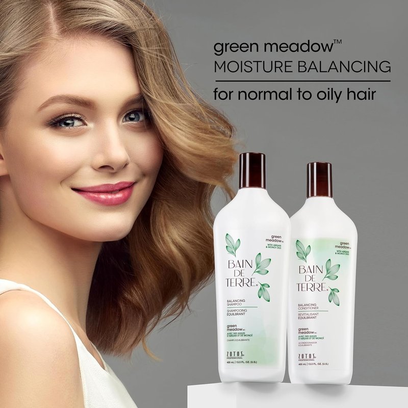 Bain de Terre Green Meadow Balancing Shampoo - Gentle Cleansing for Soft, Silky Hair with Argan & Monoi Oils | Paraben-Free & Color-Safe