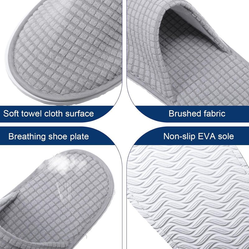 House Slippers for Guests - Non-Slip Disposable Travel Slippers | Washable, Reusable, Closed Toe for Weddings & Indoor Use
