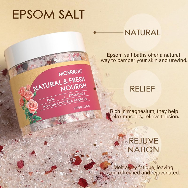 Epsom Bath Salts Gift Set - Relaxing Essential Oils for Women | 6PCS Lavender, Eucalyptus, Rose, Tea Tree, Peppermint