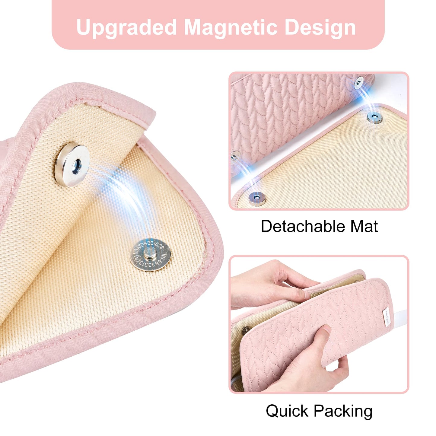 Hair Tools Travel Bag Karsyon Heat Resistant Mat Case Hot Tools Straightener, Curling Iron,Hair Dryers,Haircare Accessories Travel Essentials for Women 2 in 1 Organizer Bags (Pink)