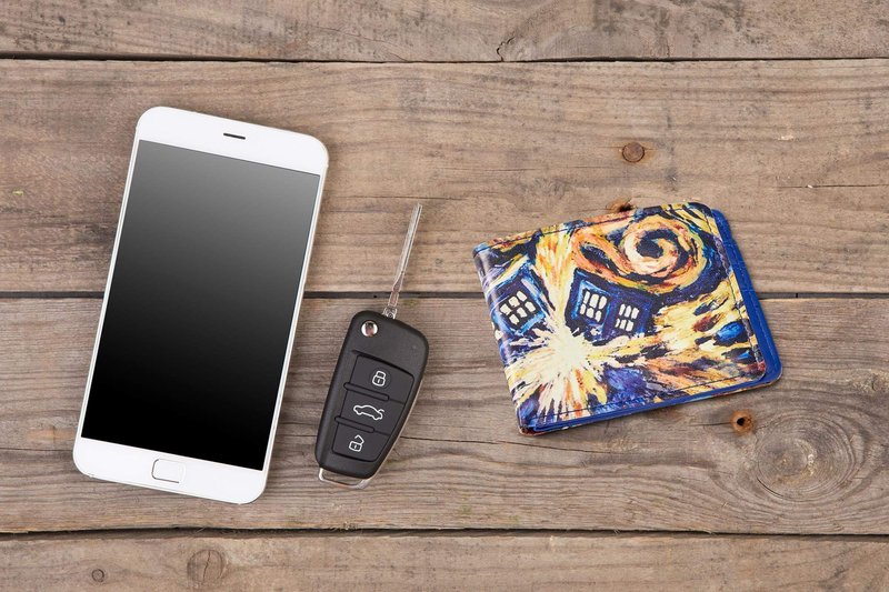 Doctor Who Bi-Fold Wallet Van Gogh Exploding TARDIS - Vinyl Men's Novelty Pocket Storage With Billfold, Card Slots & Clear ID Display - Features Bold Iconic Artwork Design - Bigger on the Inside!