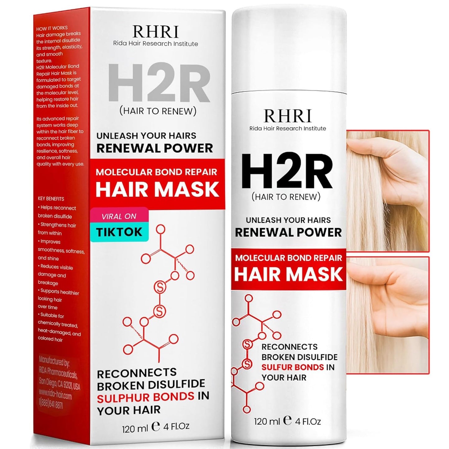 Hair Mask for Damaged Hair - Leave-In Treatment for Growth, Thinning & Split Ends | Rapid Repair for Bleach, Chemicals & Heat Damage