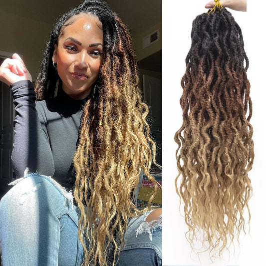 8Packs Faux Locs Crochet Hair 24Inch Crochet Locs, Soft Locs With Curly Ends Boho Faux Locs Crochet Braids(OT30/27, 24Pack of 8))