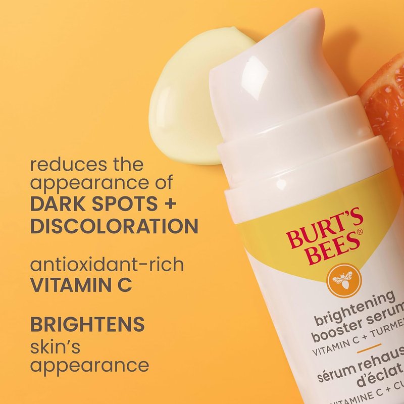 Burt's Bees Vitamin C Turmeric Facial Serum - Brightens Skin & Reduces Dark Spots | Lightweight & Hydrating (1 oz)