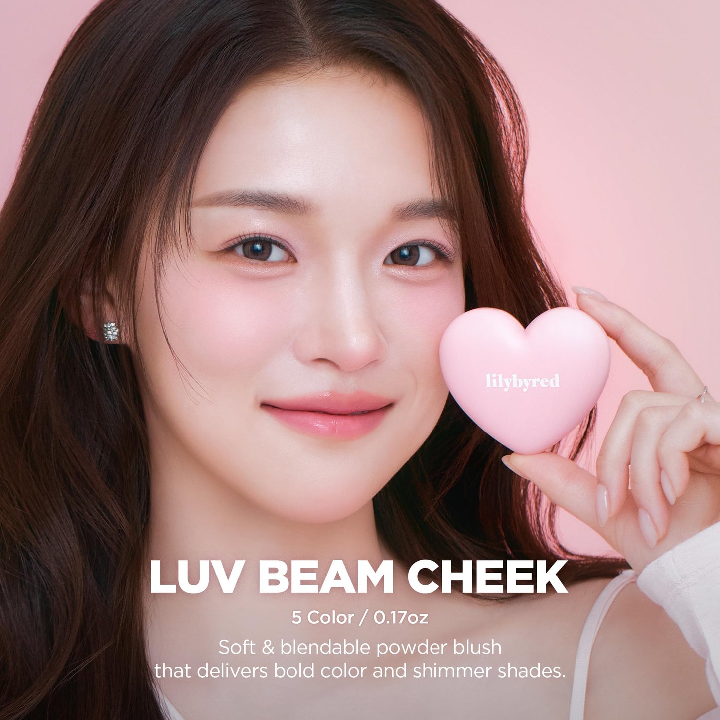 lilybyred Luv Beam Cheek | Heart-Shaped Korean Powder Blush, Soft Matte Finish with Subtle Shimmer, Blendable & Buildable, Lightweight & Long-Lasting, Natural Flush, 0.16 oz. (03 Flush Orange)