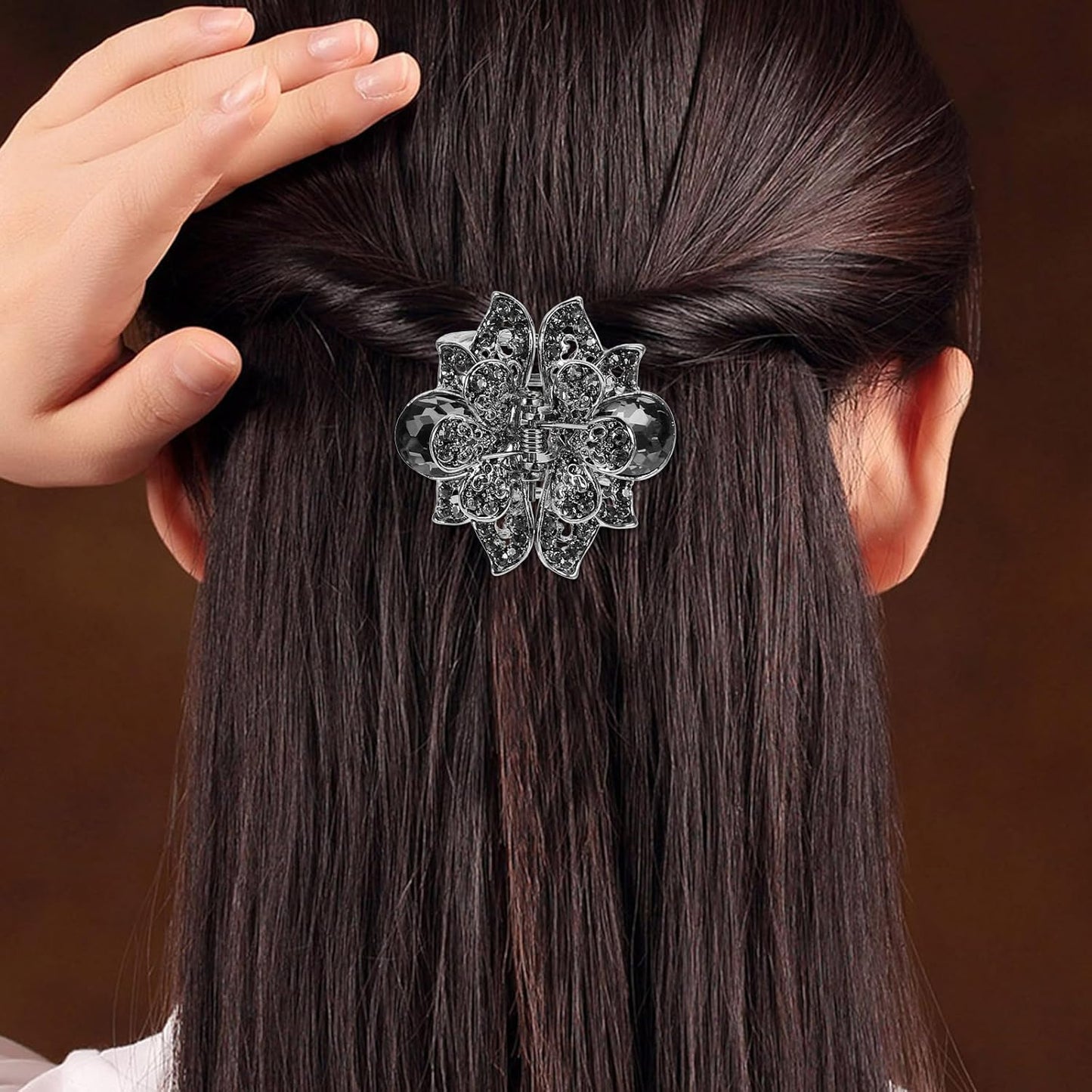 Mini Jaw Clips Set - Vintage Metal Crystal Hair Claws for Women | 3 Pcs Rhinestone Accessories