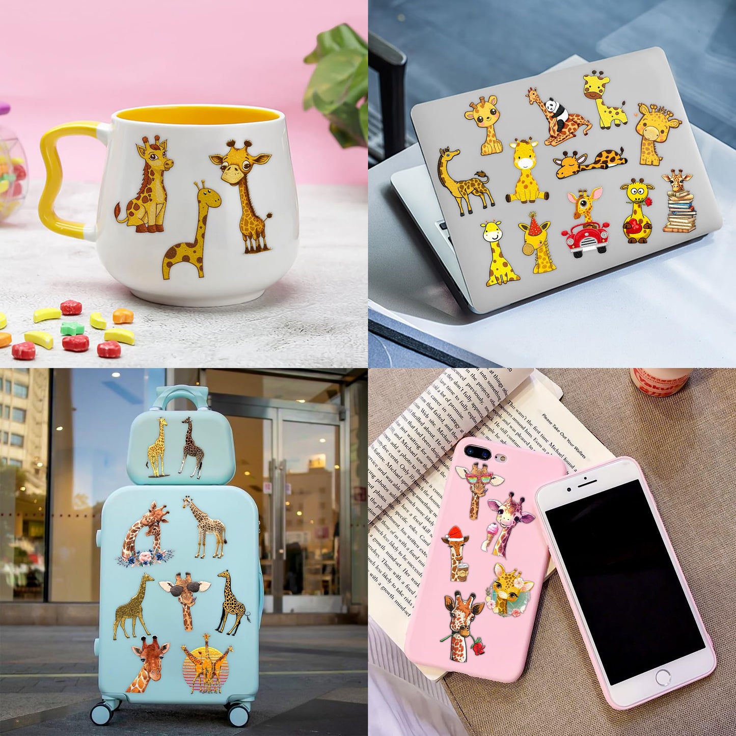 96 PCS Giraffe Face Pre-cut Temporary Tattoos for Kids Sticker