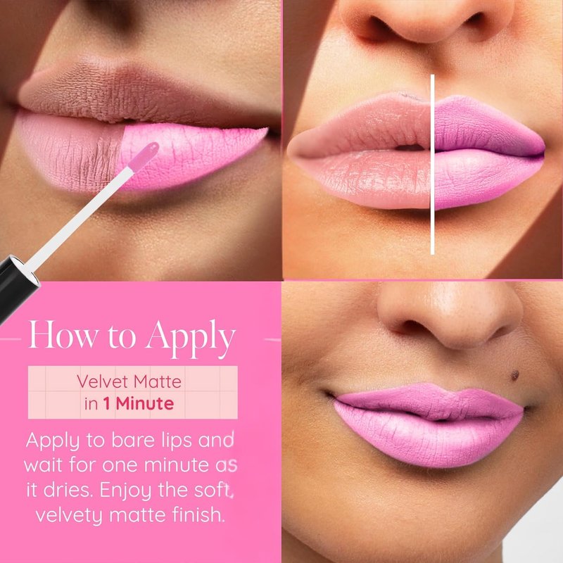 Aromi Baby Pink Matte Liquid Lipstick - Long-Lasting, Velvety Finish, Waterproof, Vegan | Light Pink Color, Handmade