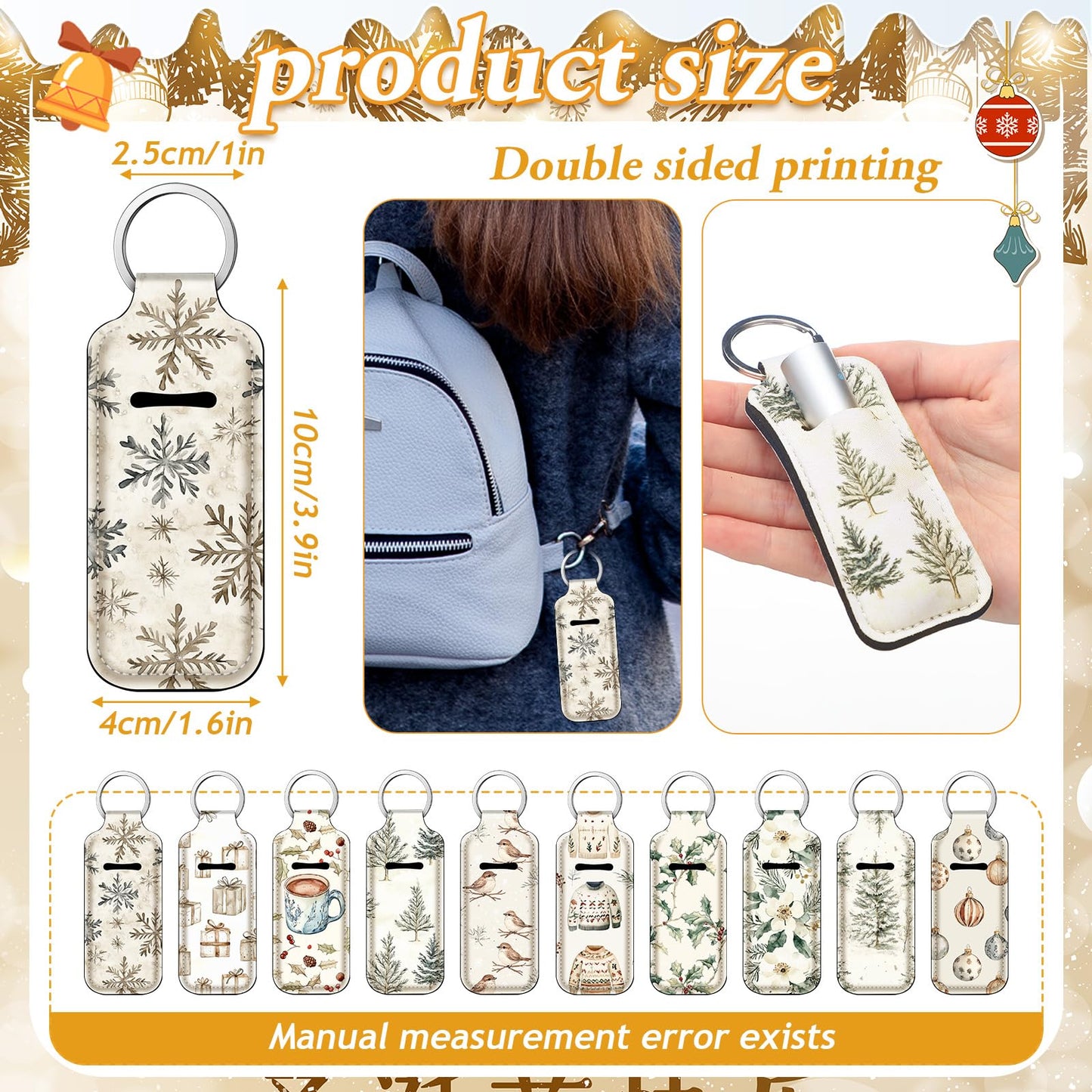 Ctosree 40 Pcs Christmas Theme Lipstick Holder with Portable Clip on Lip Gloss Sleeve Pouch Lipstick Holder Pocket Lip Balm for Xmas Employee Gifts Coworker Nurse Teachers(Flowers)