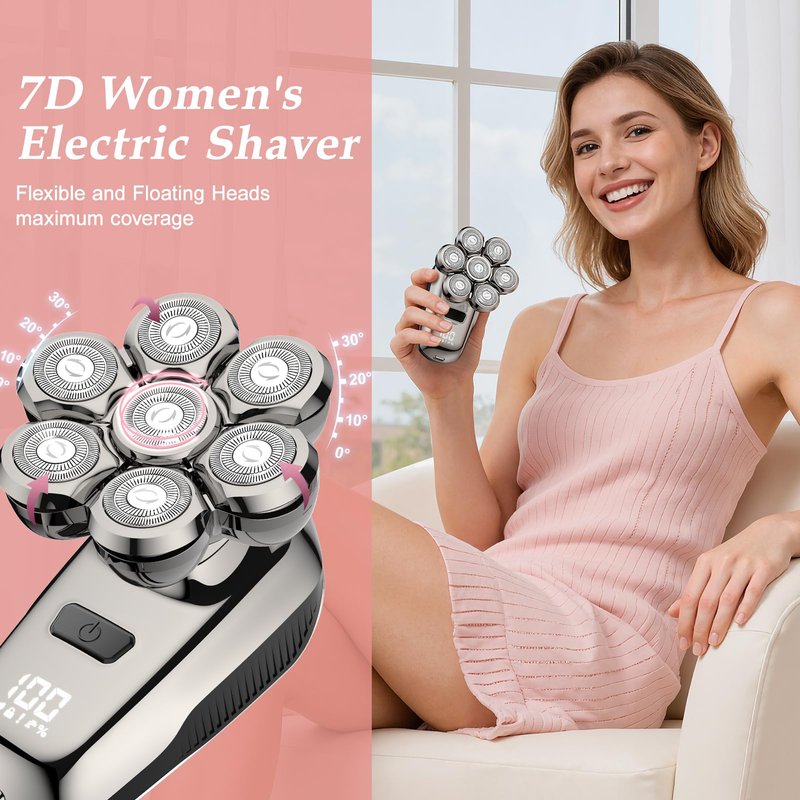 7D Floating Electric Razor for Women: Rechargeable & Waterproof Body Shaver, Painless Facial Razor Smooth Shaving for Lady Arms, Legs, Face, Underarms, Bikini - Stocking Stuffers Christmas Gifts