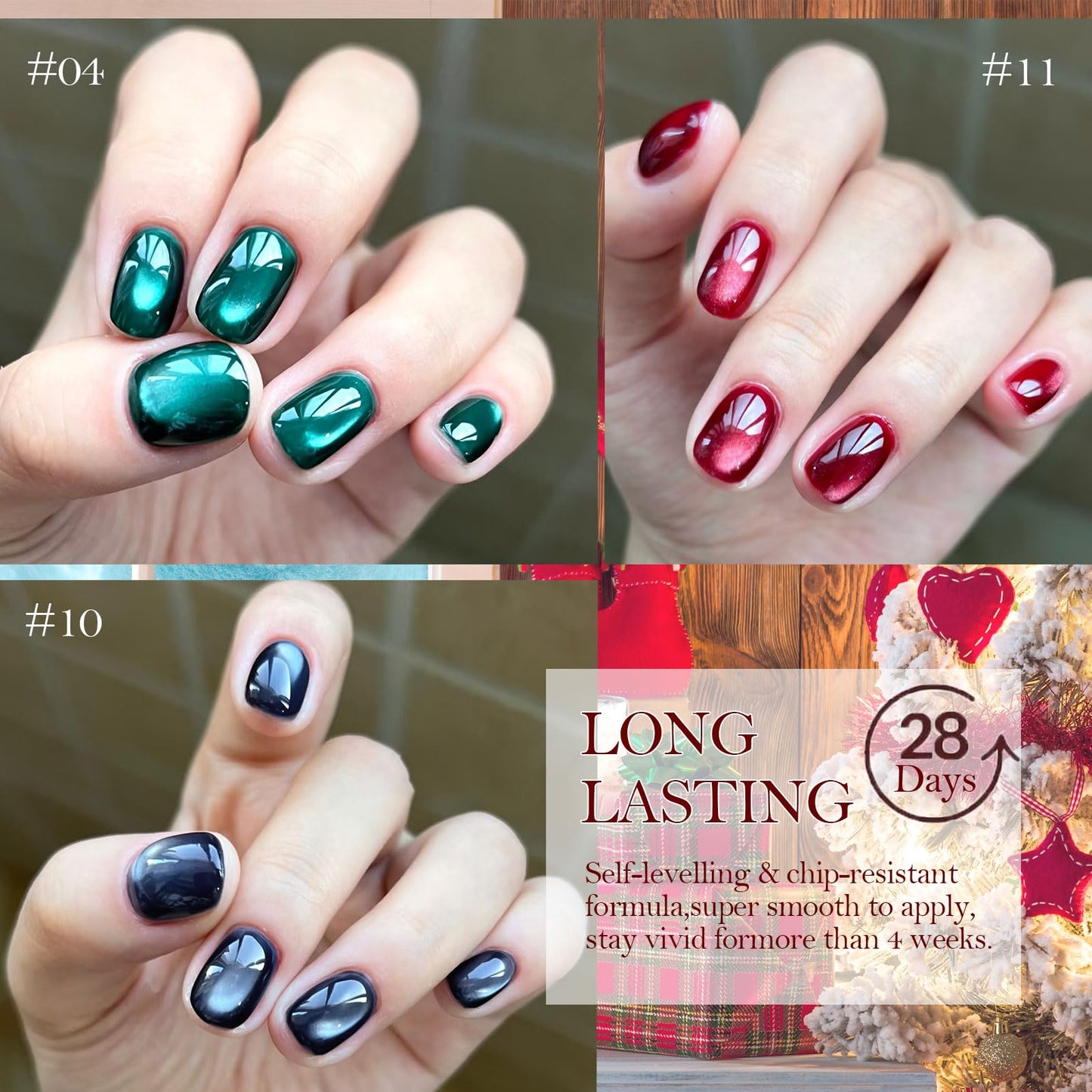 YEPYEPGO Cat Eye Gel Nail Polish Set, 12 Colors Velvet Cat Eye Gel Polish Magnetic Cateye Glass Effects Fall Winter Christmas Color Professional Use for Salon