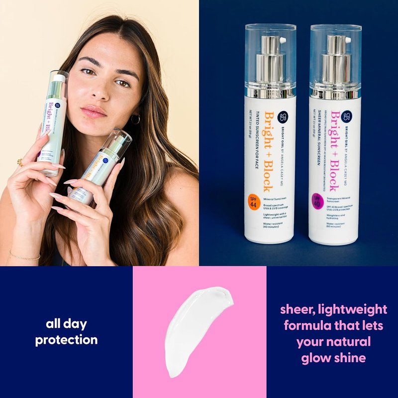Bright+Block SPF 40 Sheer Mineral Sunscreen - Lightweight, Water-Resistant Formula for Sensitive & Acne-Prone Skin | 2.1 fl oz