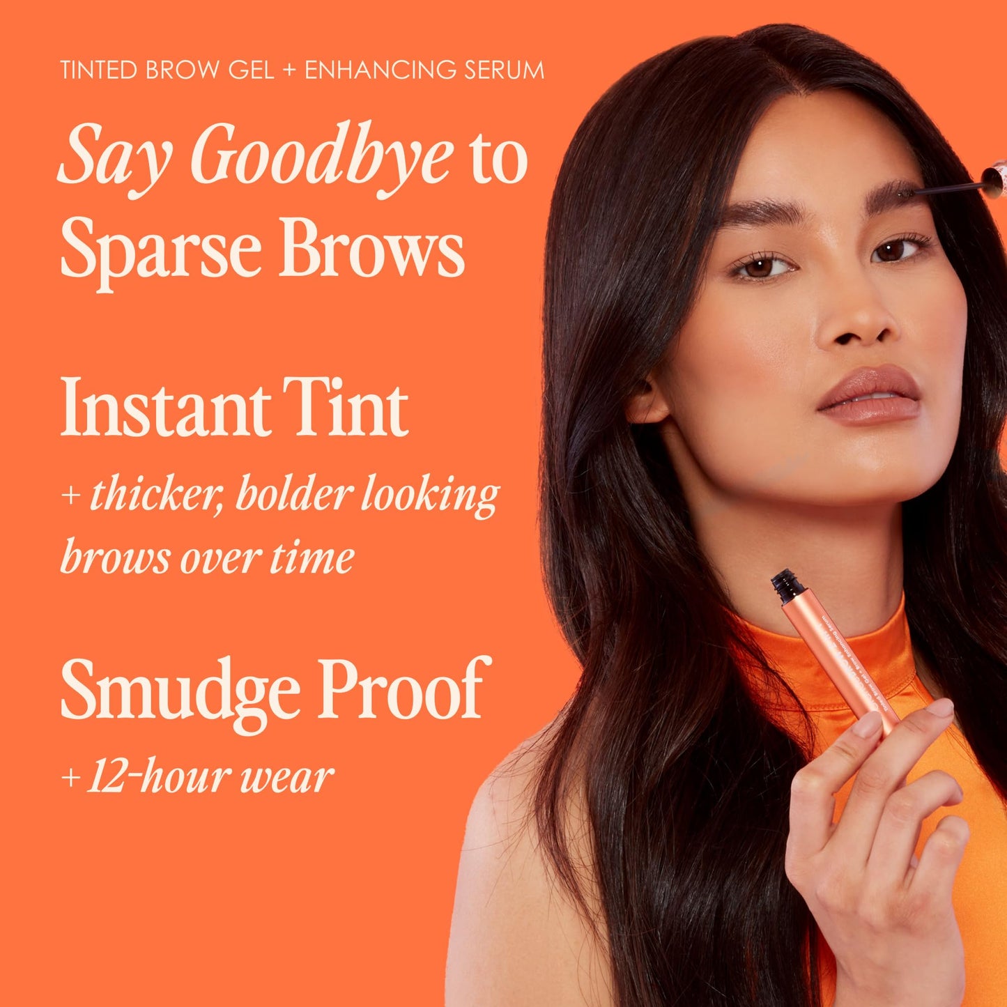 Grande Cosmetics GrandeBROW 2-in-1 Tinted Brow Gel + Brow Enhancing Serum for Thicker & Darker-Looking Eyebrows, Shape & Fill Brows, with Castor Oil & Mini Fibers - Dark, Travel Size (0.07 fl oz)
