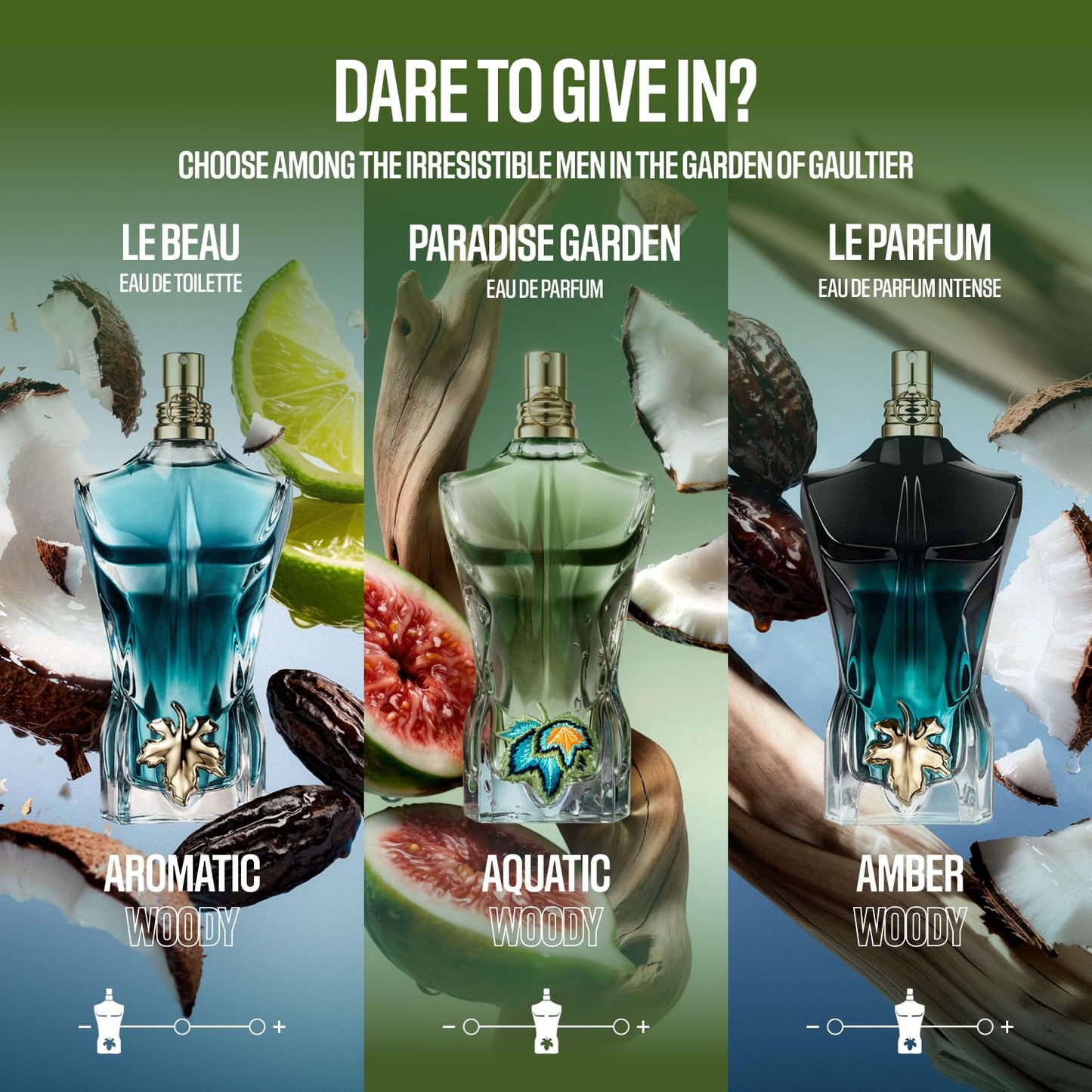 Jean Paul Gaultier Le Beau Paradise Garden Eau de Parfum for Men - Long Lasting Fresh Woody Aquatic Men's Cologne with Coconut Water, Green Fig & Sandalwood - Designer Fragrance Spray, 4.2 oz