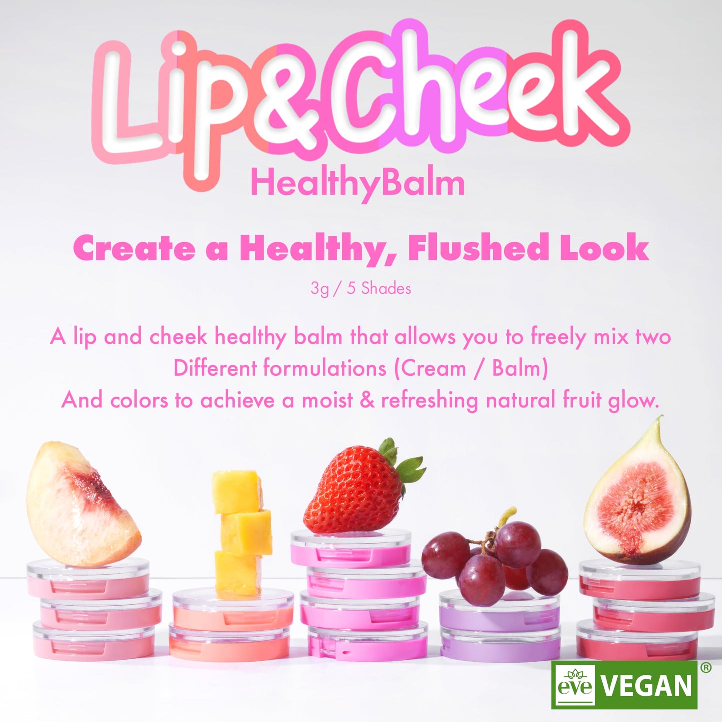 AMUSE SEOUL Lip and Cheek Healthy Balm (01 BOKSOONGA) - Multiuse Buildable Cream & Balm Blush, Glossy Creamy Texture, Natural Flush, 2 Colors, Lightweight, Vegan, Korean Beauty Makeup
