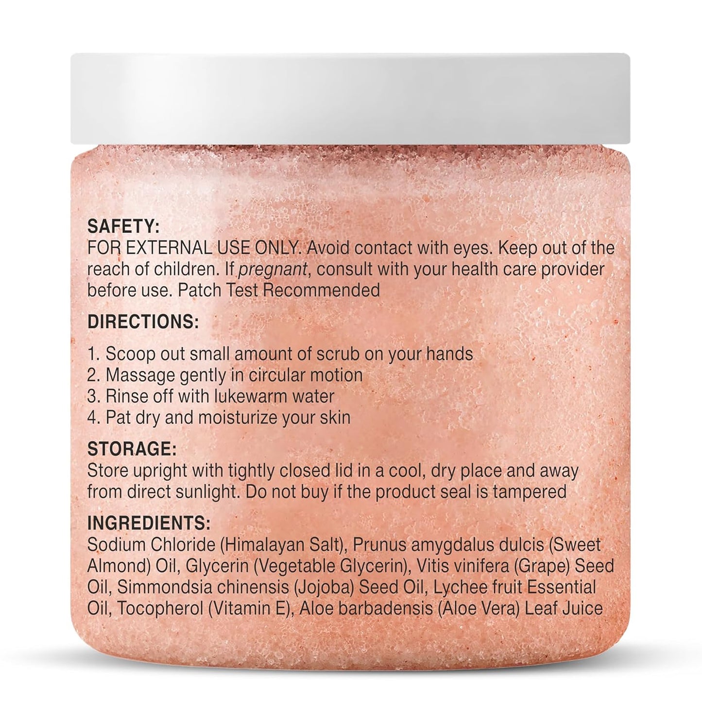 Himalayan Salt Body Scrub with Lychee Oil - Exfoliating & Moisturizing 10 oz