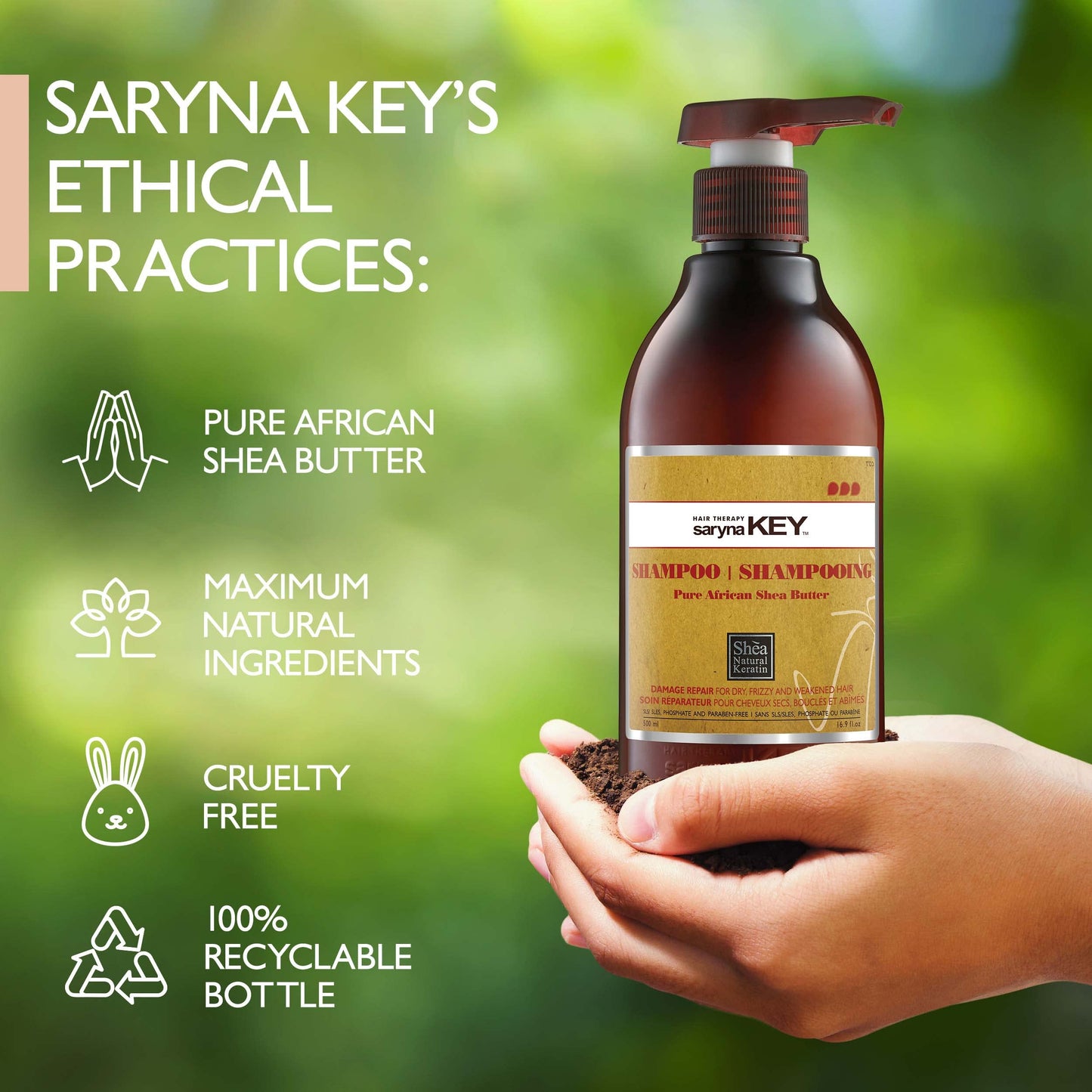 Saryna Key Damage Repair Light Shampoo (300ml/10.14oz) - with Pure African Shea Butter Hair Shampoo for Dry frizzy and Damaged Hair (Light Repair Shampoo (16.9 Oz))