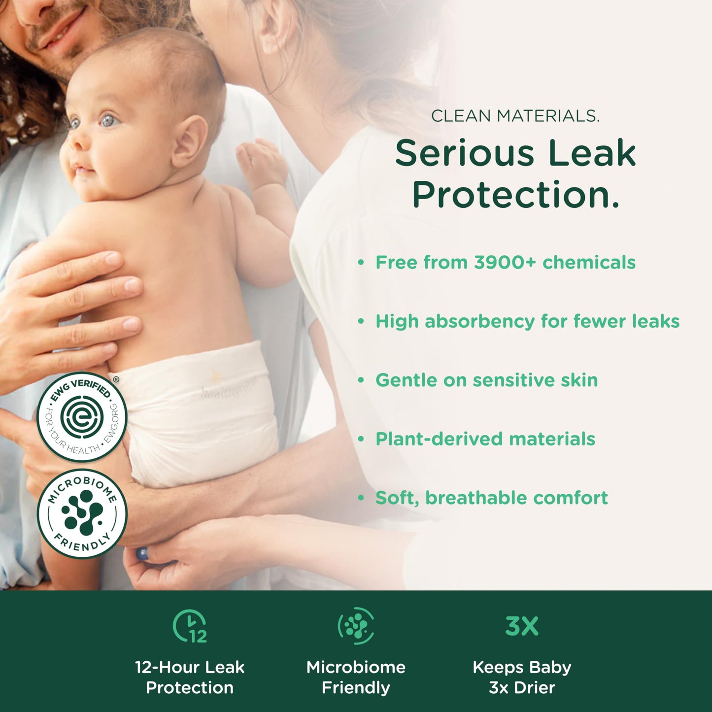 Our Diapers | The First EWG Verified & Microbiome-Friendly Diaper | Size NB (<10 lbs) 32 Count | 12-Hour Leak Protection | Made with Organic Cotton & Plant-Derived Materials | Totally Chlorine Free