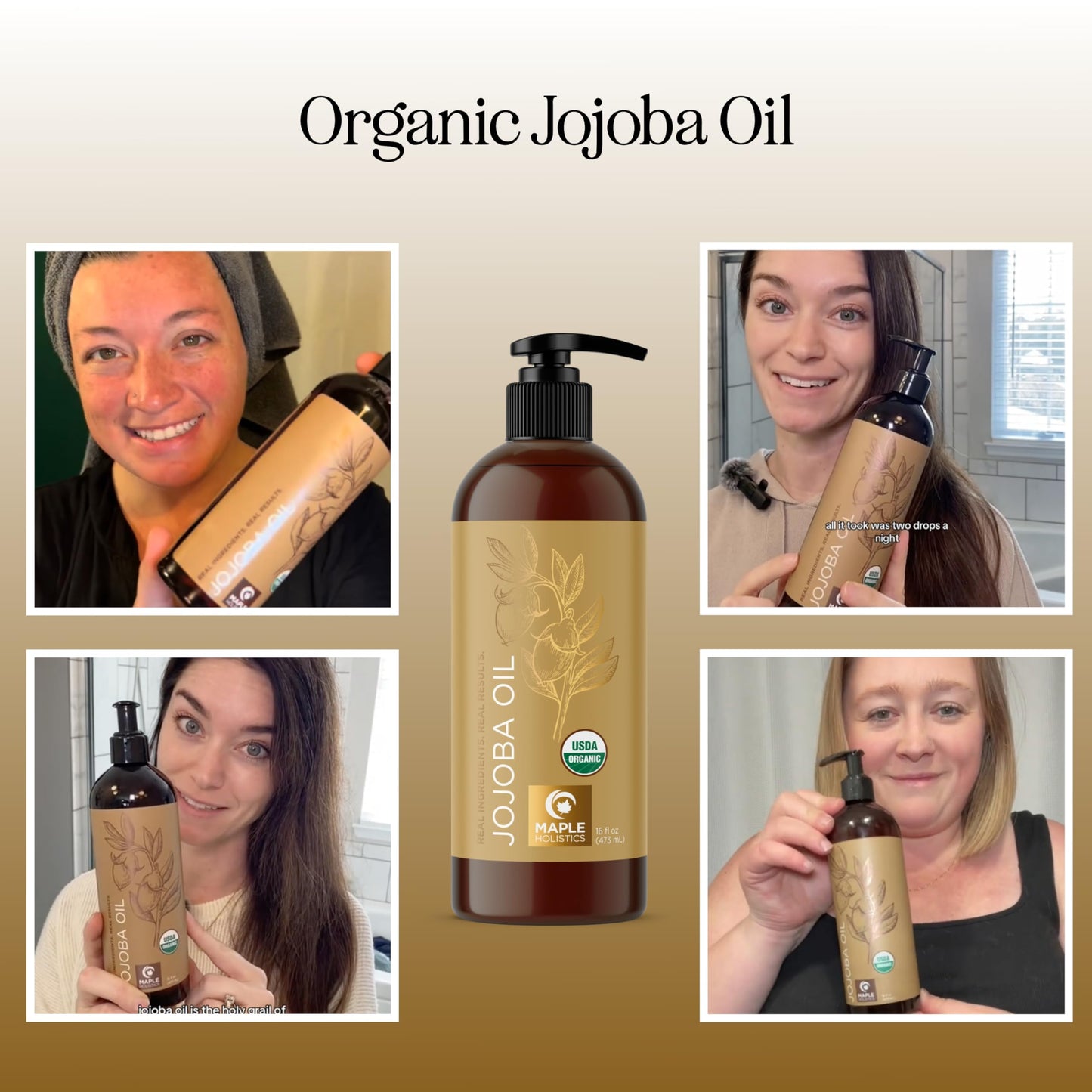 Organic Jojoba Oil Cold Pressed Unrefined - 100% Pure Organic Certified Oil for Skin Hair & Nails - Organic Skin Care & Natural Beauty DIY Carrier Oil - Dermatologist Tested & Non GMO (16 Fl Oz)