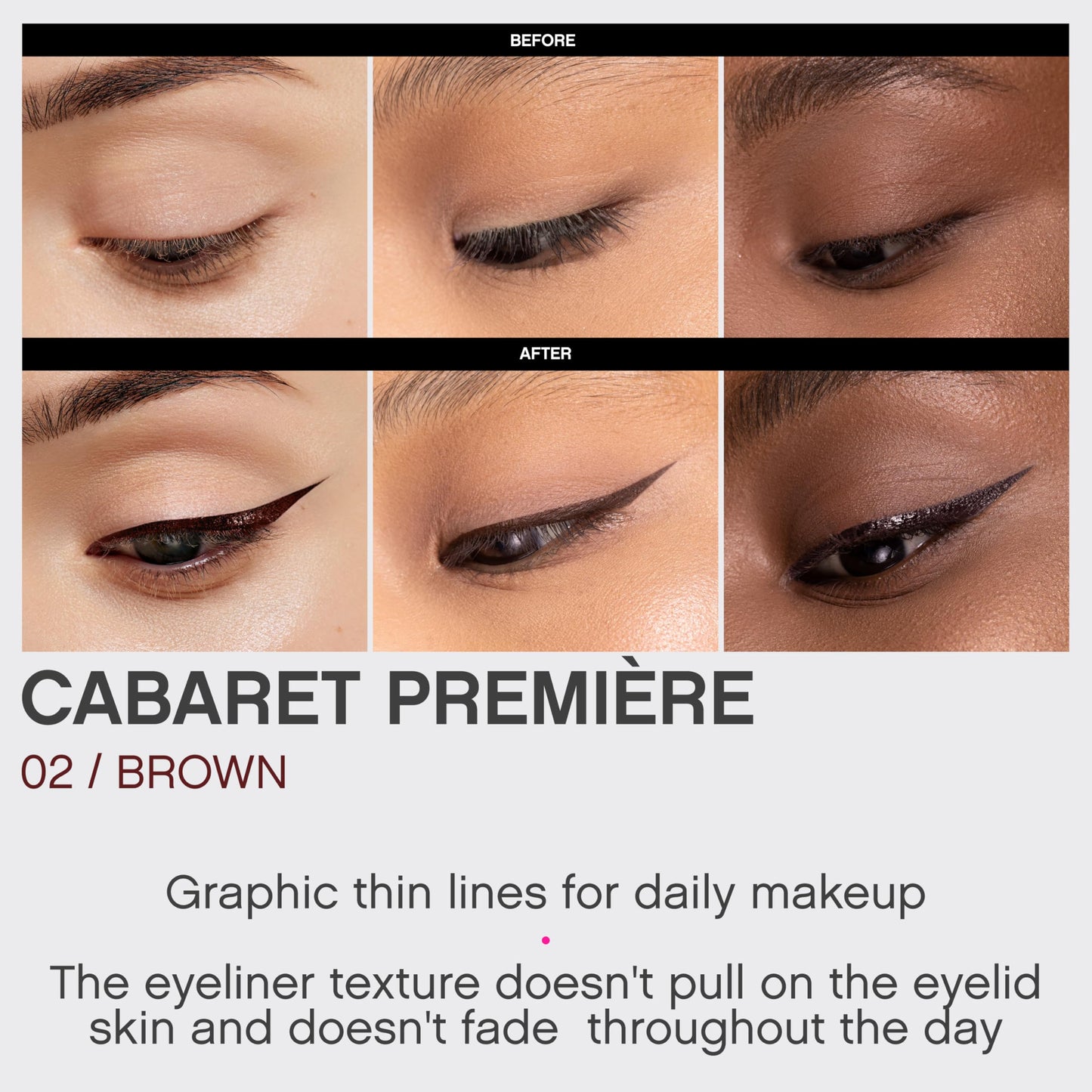 Vivienne Sabó Cabaret Premiere Eyeliner Pen – Felt Tip Liquid Eyeliner, Matte Long Wear Eye Liner, Smudge-Proof Quick-Dry Precision Line Formula, Easy Removal, Brown, 0.04 fl oz