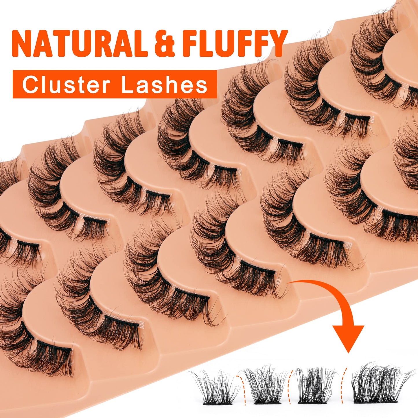 Fluffy Cluster Eyelash Extensions Natural Lash Clusters Spider Cluster Lashes D Curl Individual Lashes Wispy Eyelash Extensions Lashes Strips DIY Lash Extensions False Eyelashes Multipack by Eefofnn