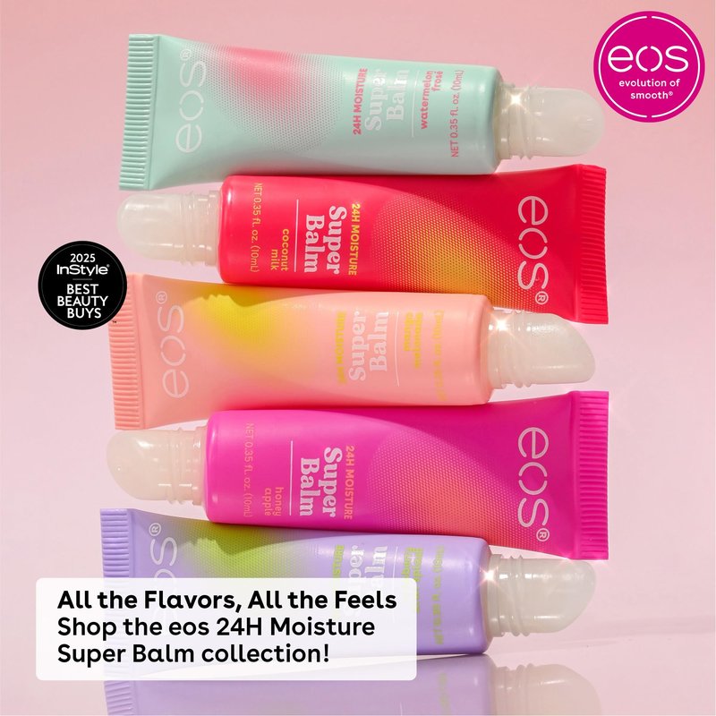 eos 24H Moisture Super Balm- Strawberry Sorbet, Lip Mask, Day or Night Lip Treatment, Made for Sensitive Skin, 0.35 fl oz