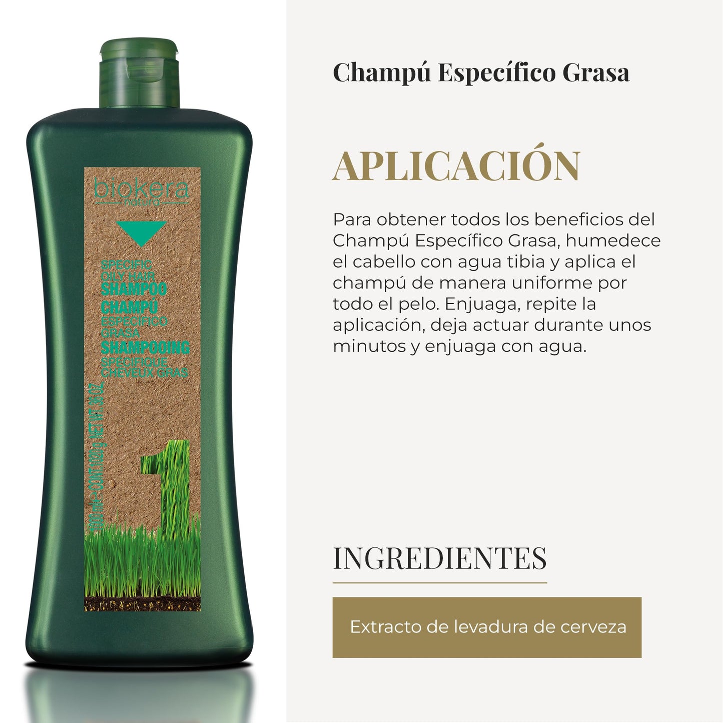 Salerm Cosmetics Biokera Natura Shampoo Specific Grease – 1000 ml