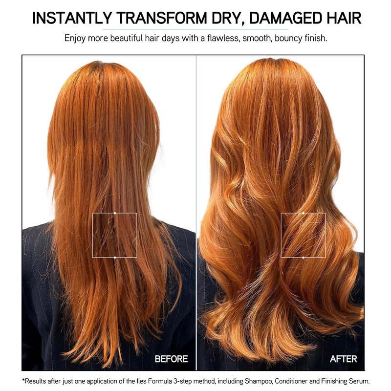 ILES FORMULA Finishing Serum - Anti-Frizz, Weightless Hair Serum & Heat Protectant - Non-Greasy Styling Cream for Dry, Damaged Hair with Silk Extract & Macroloba Seed (200mL)