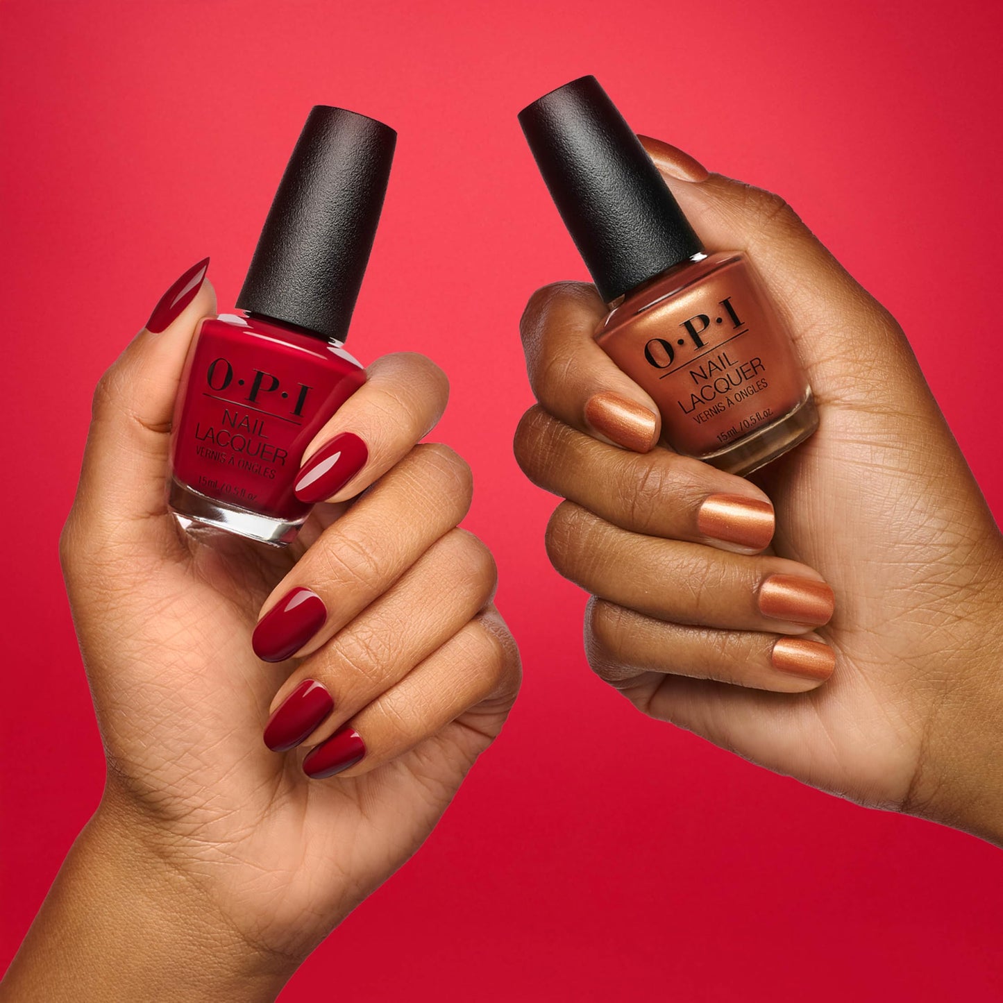 OPI Nail Lacquer Duo Pack - Goodie as Gold & Feelin' Candy Cane | 2pc Golden Shimmer and Burgundy Red Chip Resistant Nail Polish | Amazon Exclusive | Holiday Shades 2025