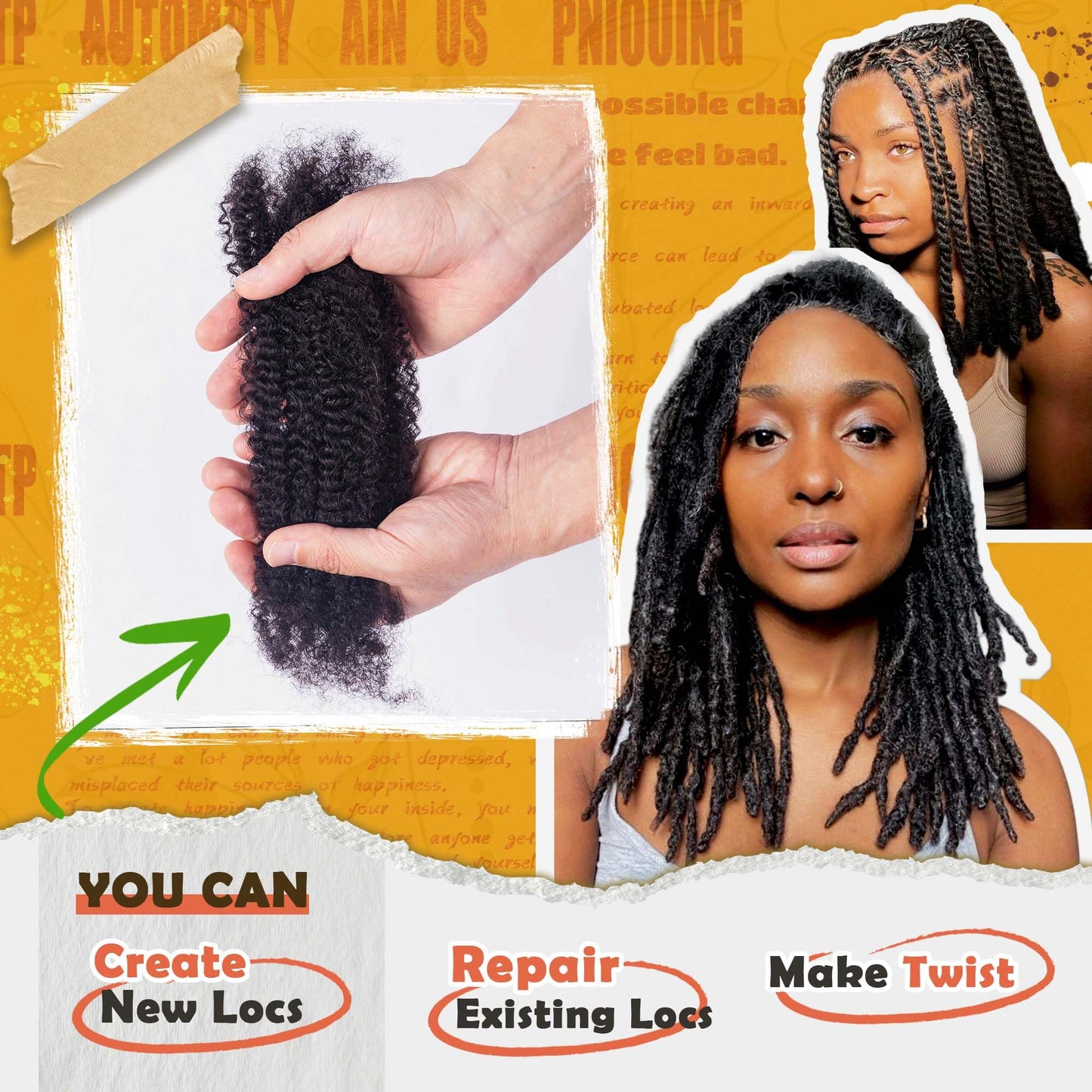 Maytsing Afro Kinkys Bulk 100% Human Hair for Dreadlocks Extensions, Twist and Braiding- 14inch,50g,Natural Black - 4C Texture - Can Be Bleached and Dyed