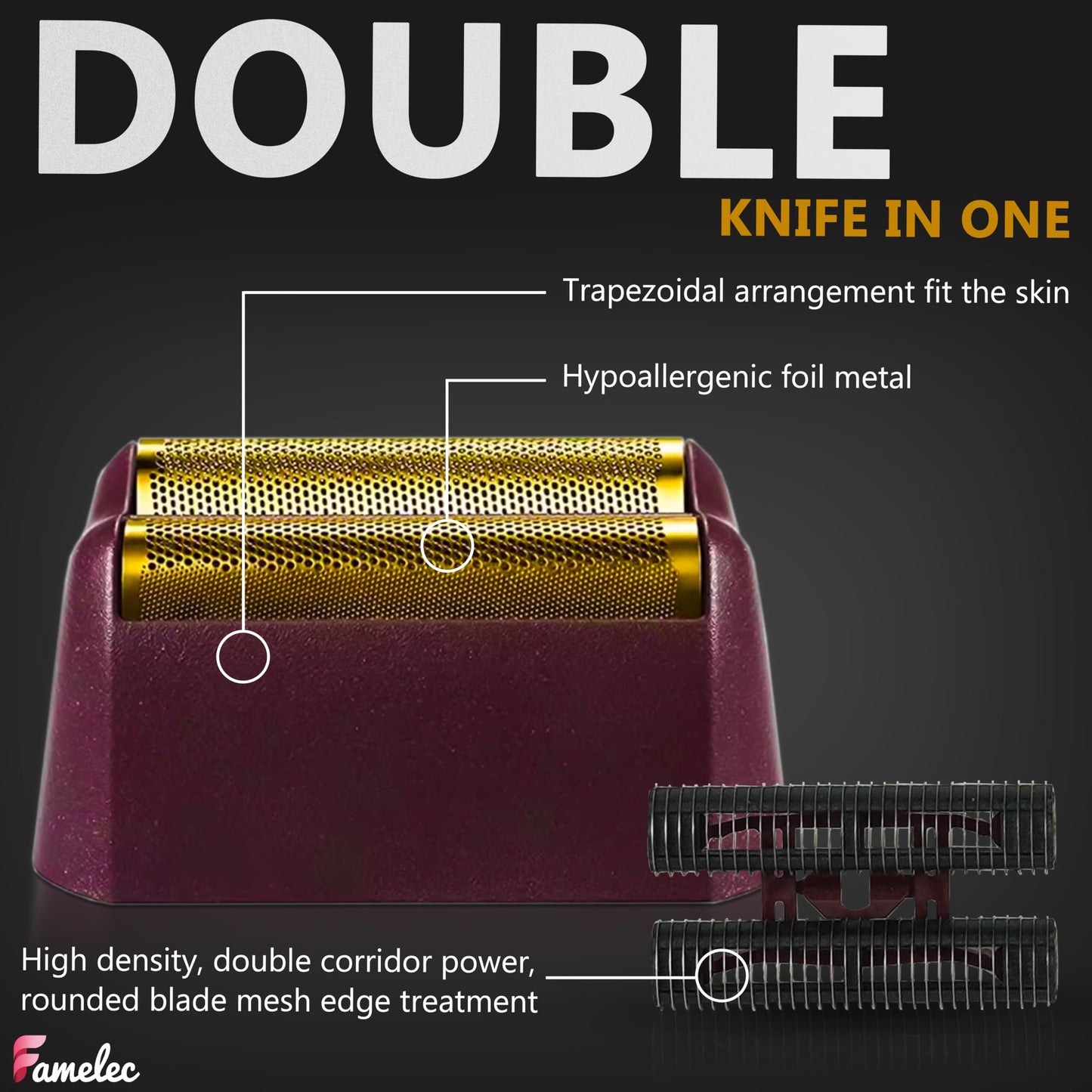 FAMELEC 2 Pack for Wahl Shaver Foil Replacement Professional 5 Star Series Finale Shaver, Fit for Foil Cutter Bar Assembly Gold Super Close Shaving Models 7031-100 7043-100 7031-200