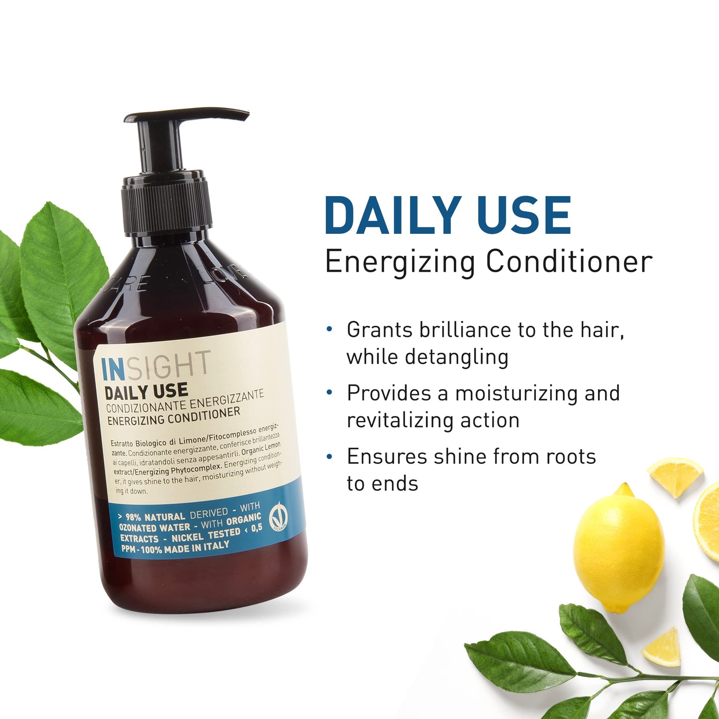 INSIGHT Clean Beauty Daily Use Energizing Conditioner With Organic Lemon Extract, Vegan, 13.5 fl oz