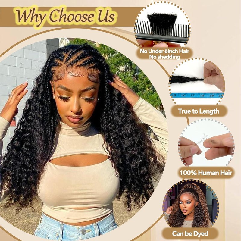 Human Boho Braiding Hair - 120g Deep Wave Bulk Curly Bundles | 16 Inch No Weft for Braids