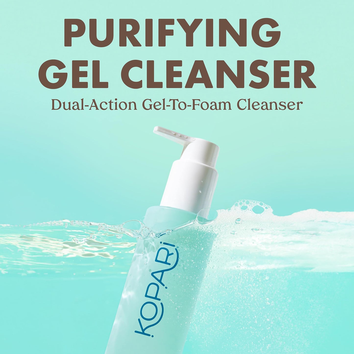 Kopari Marine Clean Purifying Gel Cleanser, Infused with Amino Acids & Vitamin B5, Dual-Action Gel-to-Foam Cleanser, Gentle and Nourishing, 5 oz | New Look, Same Formula, Product Packaging May Vary