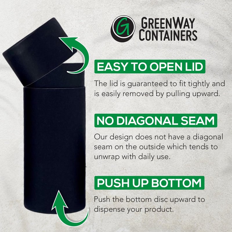 GreenWay 2.5oz / 70g Kraft Paperboard Deodorant Tubes With Lids - 12 Pack Solid Perfume Refillable DIY Cosmetic Containers - Lotion Empty Holder Tubes - Brown