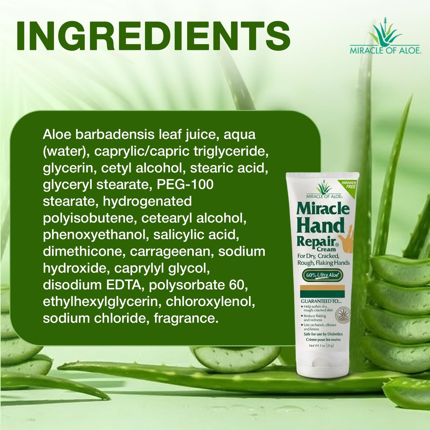 Miracle Hand Repair Cream for Dry Cracked Hands 1 oz Best Healing Hand Cream with 60% Aloe Vera - Non-Greasy Moisturizer for Working Hands - Fast Absorbing Lotion for Extremely Dry Skin (3-Pack)