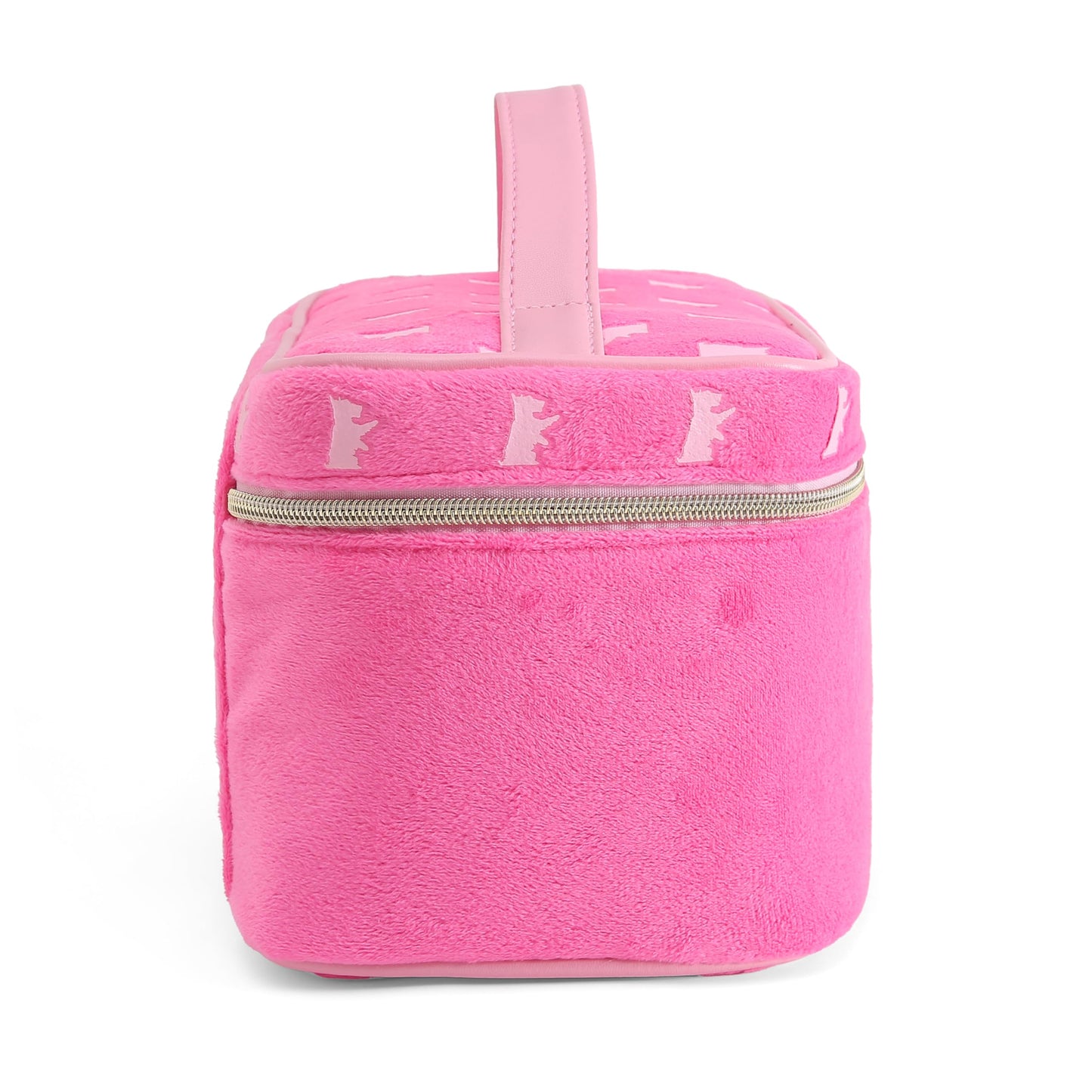 Juicy Couture Hot Pink Makeup Bag Cosmetics Organizer Travel Essentials Train Case Gold Terroir Dog Crown Velour