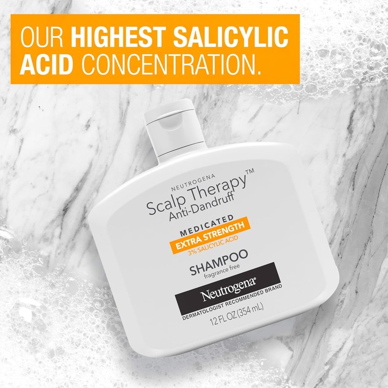 Neutrogena Scalp Therapy Anti-Dandruff Shampoo - 3% Salicylic Acid, Fragrance-Free, 12 fl. oz