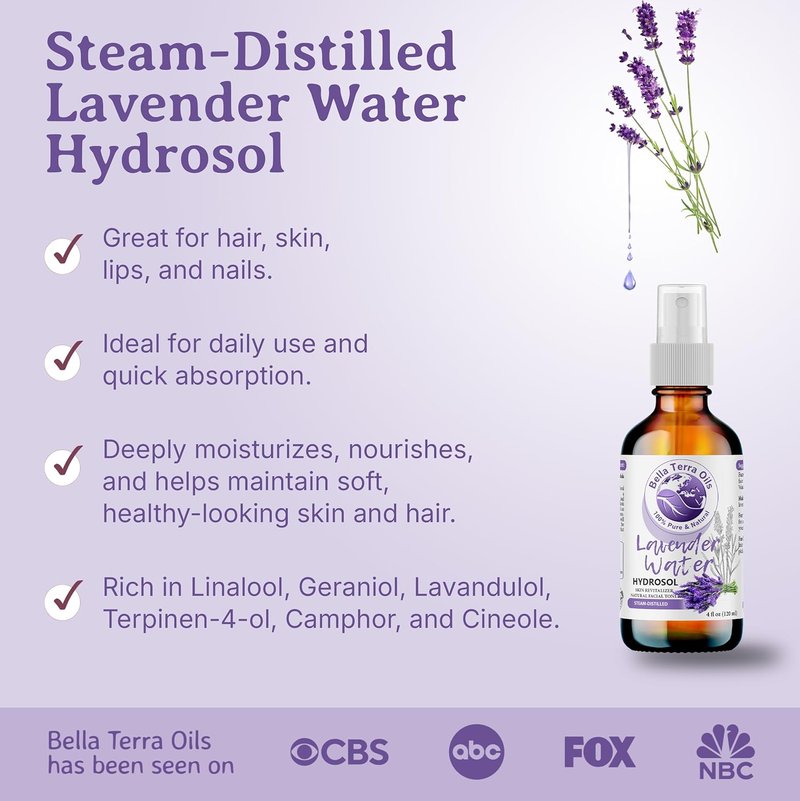 Hydrosol Water - Luxurious Lavender Rose Water Blend | 16oz, Essential Minerals & Amino Acids for Ultimate Skin Hydration